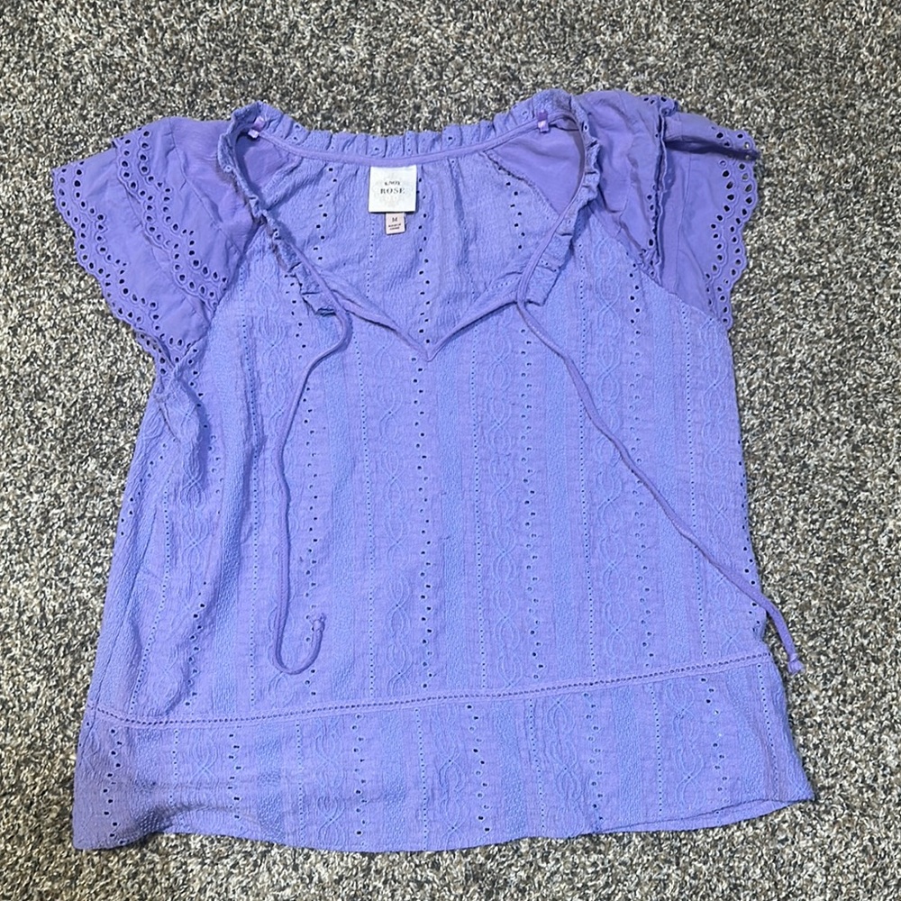 Knox Rose Purple Eyelet Blouse